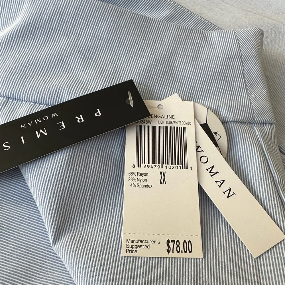 NWT. Premise Striped Light Blue Capri Pants Tommy Control 2X - Picture 10 of 11